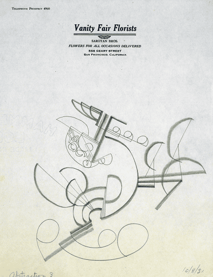 Saroyan drawing on Vanity Fair stationary. 
